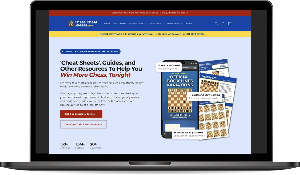 Chess Cheat Sheets Website Mockup